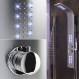 Duschpaneel LED inkl. Thermostat Armatur Regendusche Duscharmatur Wasserfall Duschsäule -